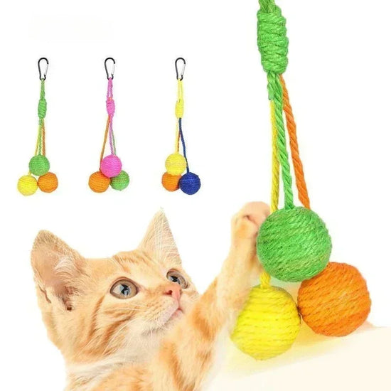 Pet Toy Cat Scratch Toy Cat Hanging Sisal Ball Built-In Bell Interactive Toy Pet Supplies Cat Toys  Pet Products